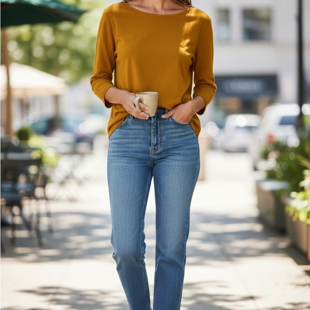 NWT Chico's Gold Long Sleeve T Shirt size 1